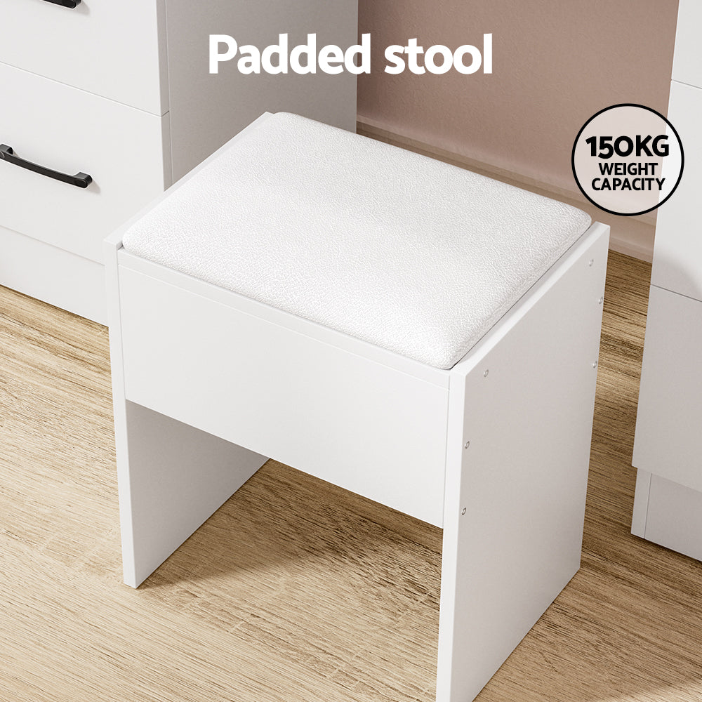 Artiss Debbie LED Dressing Table & Stool – White