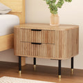 Artiss 2-Drawer Bedside Table with Paulownia-Wood Sides – Pine Look
