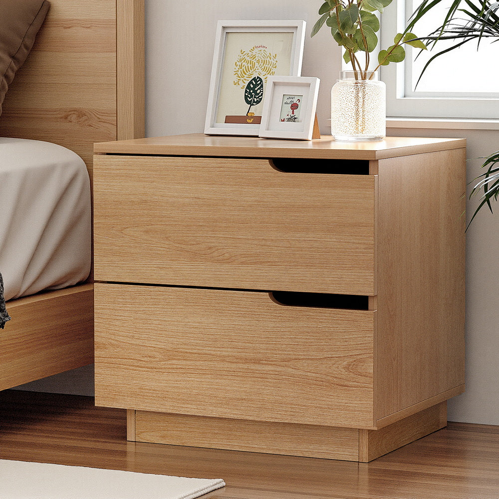 Artiss 2-Drawer Bedside Table – Pine Look