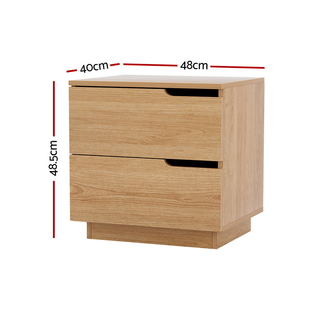Artiss 2-Drawer Bedside Table – Pine Look