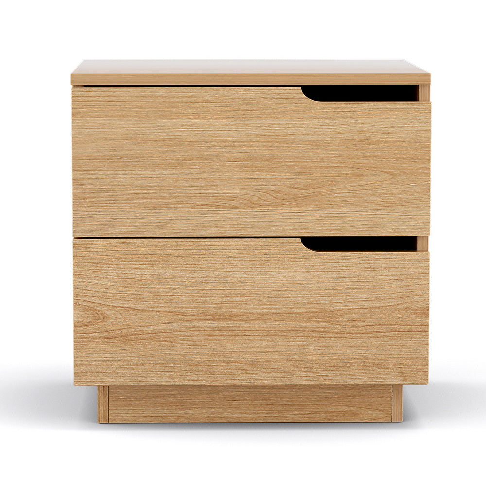 Artiss 2-Drawer Bedside Table – Pine Look