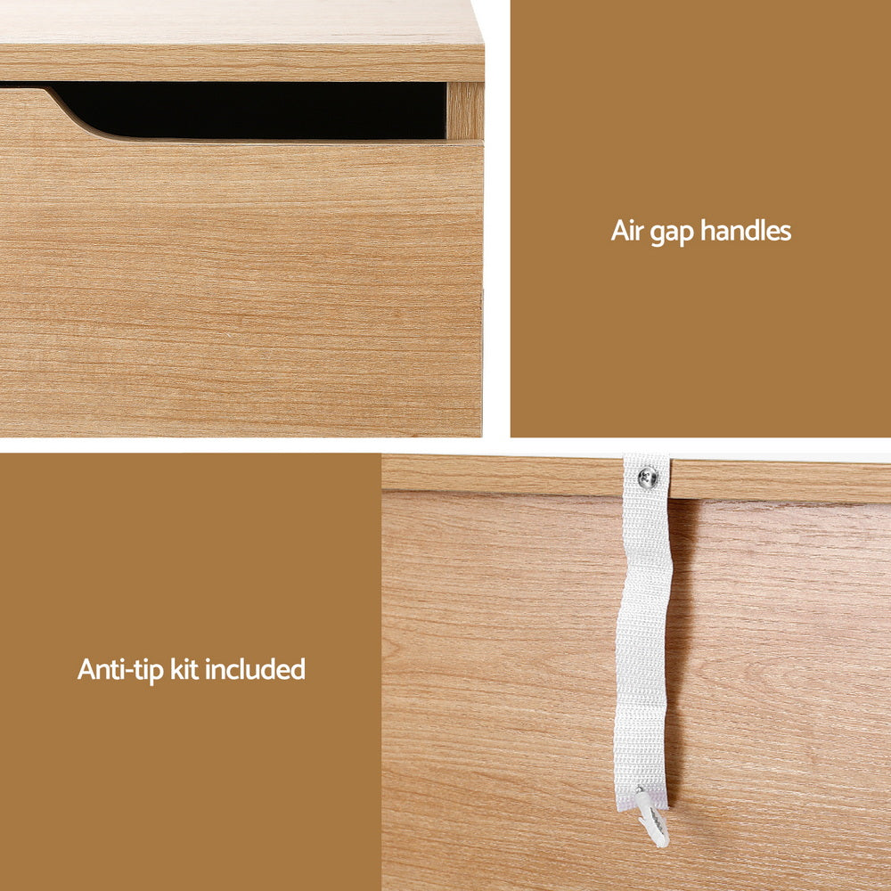 Artiss 2-Drawer Bedside Table – Pine Look