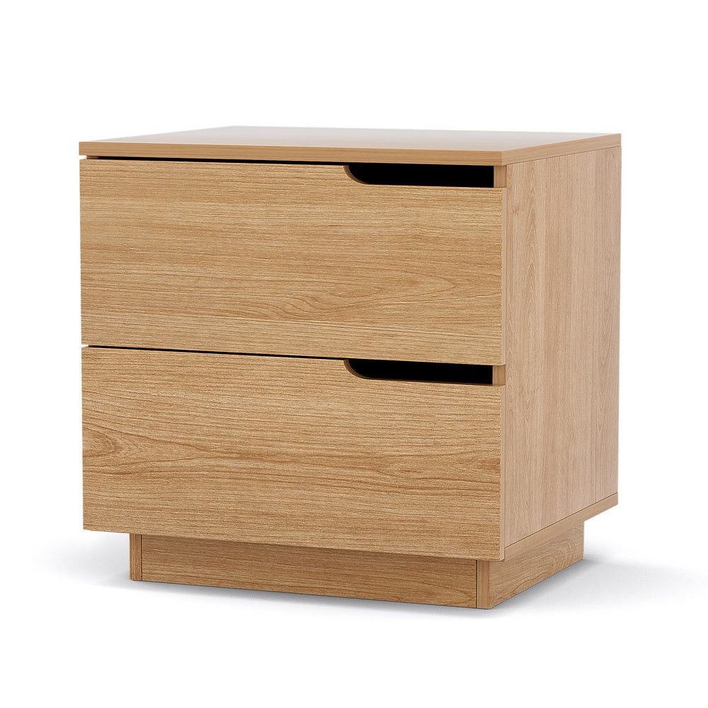 Artiss 2-Drawer Bedside Table – Pine Look