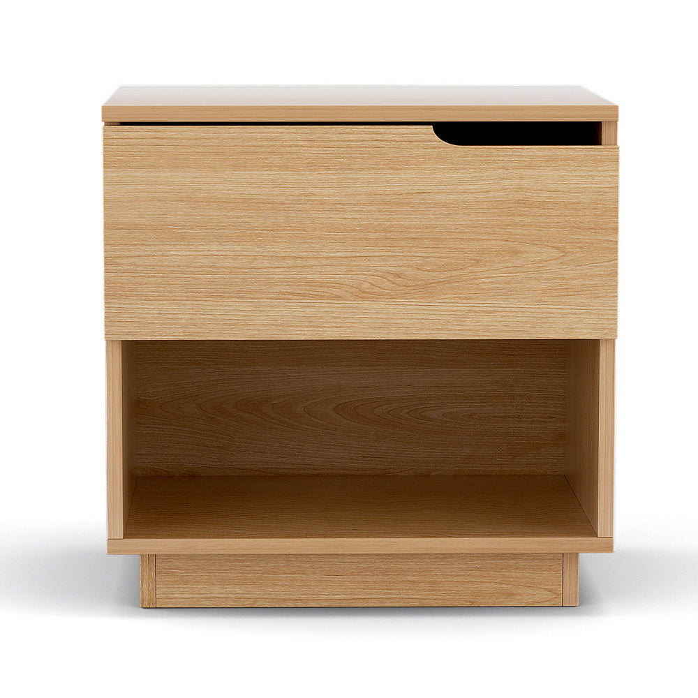 Artiss Bedside Table with Drawer and Open Shelf – Pine Look
