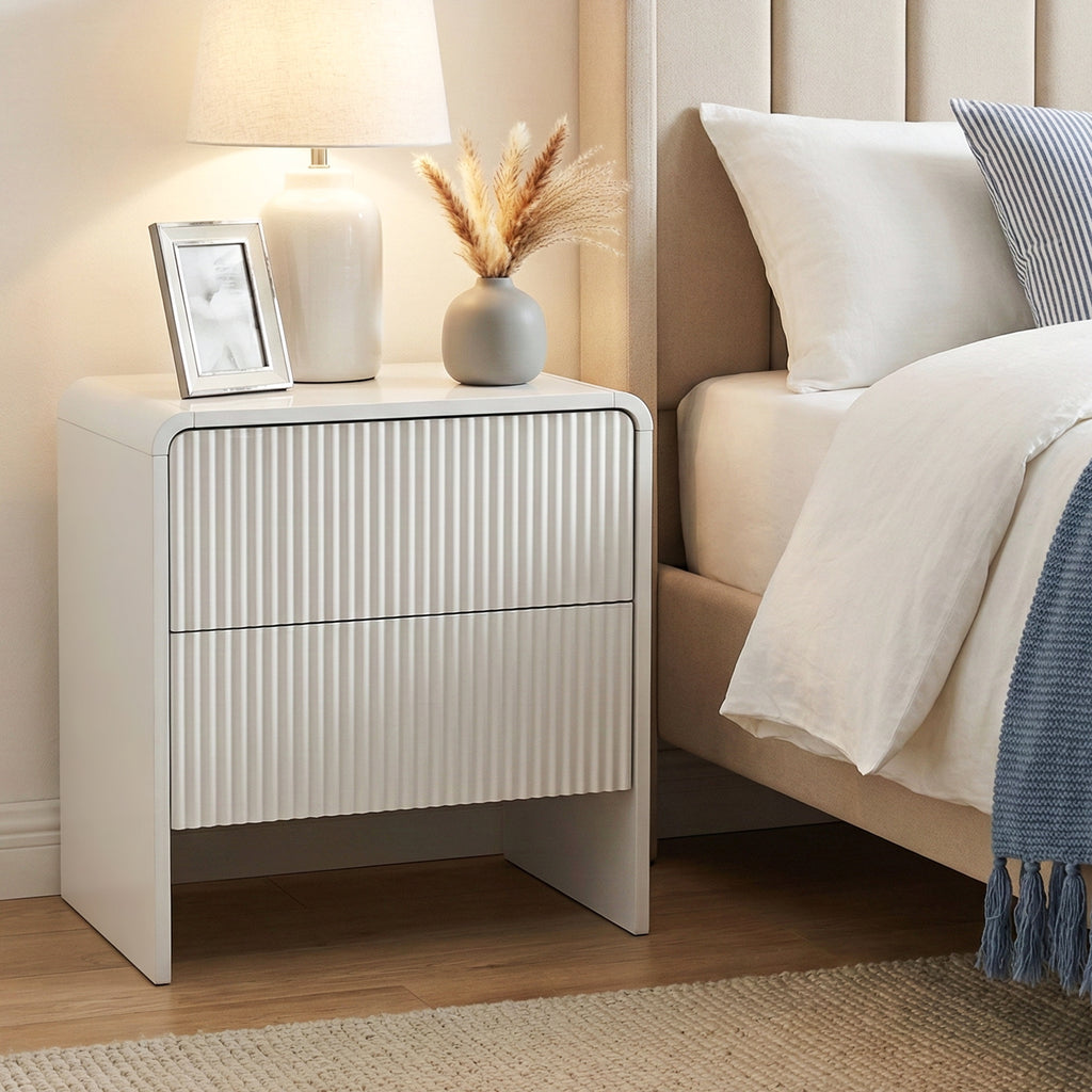 Artiss 2-Drawer Bedside Table – Beige