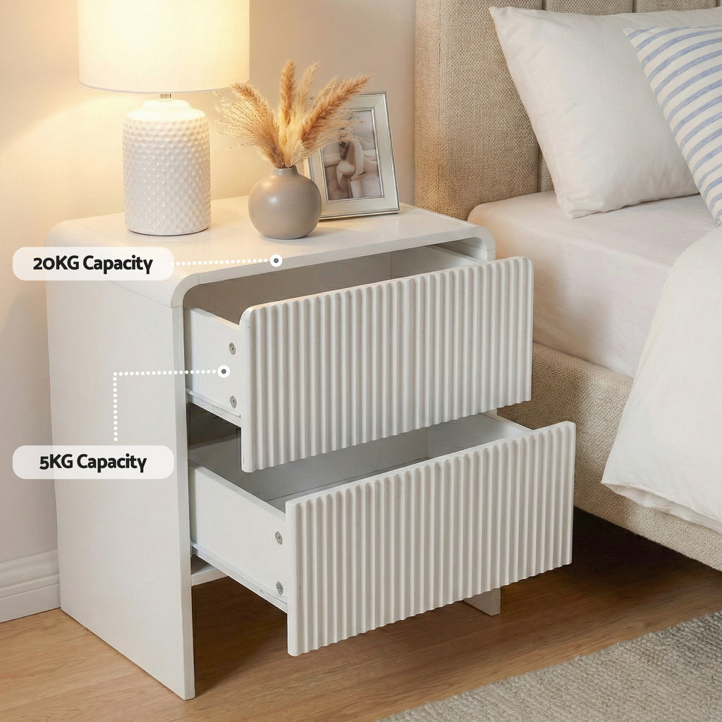 Artiss 2-Drawer Bedside Table – Beige