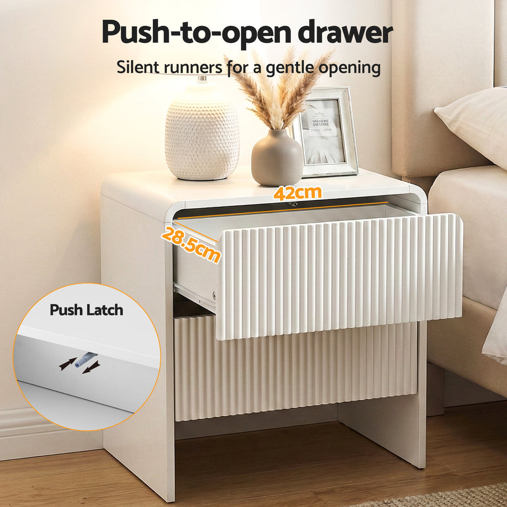 Artiss 2-Drawer Bedside Table – Beige