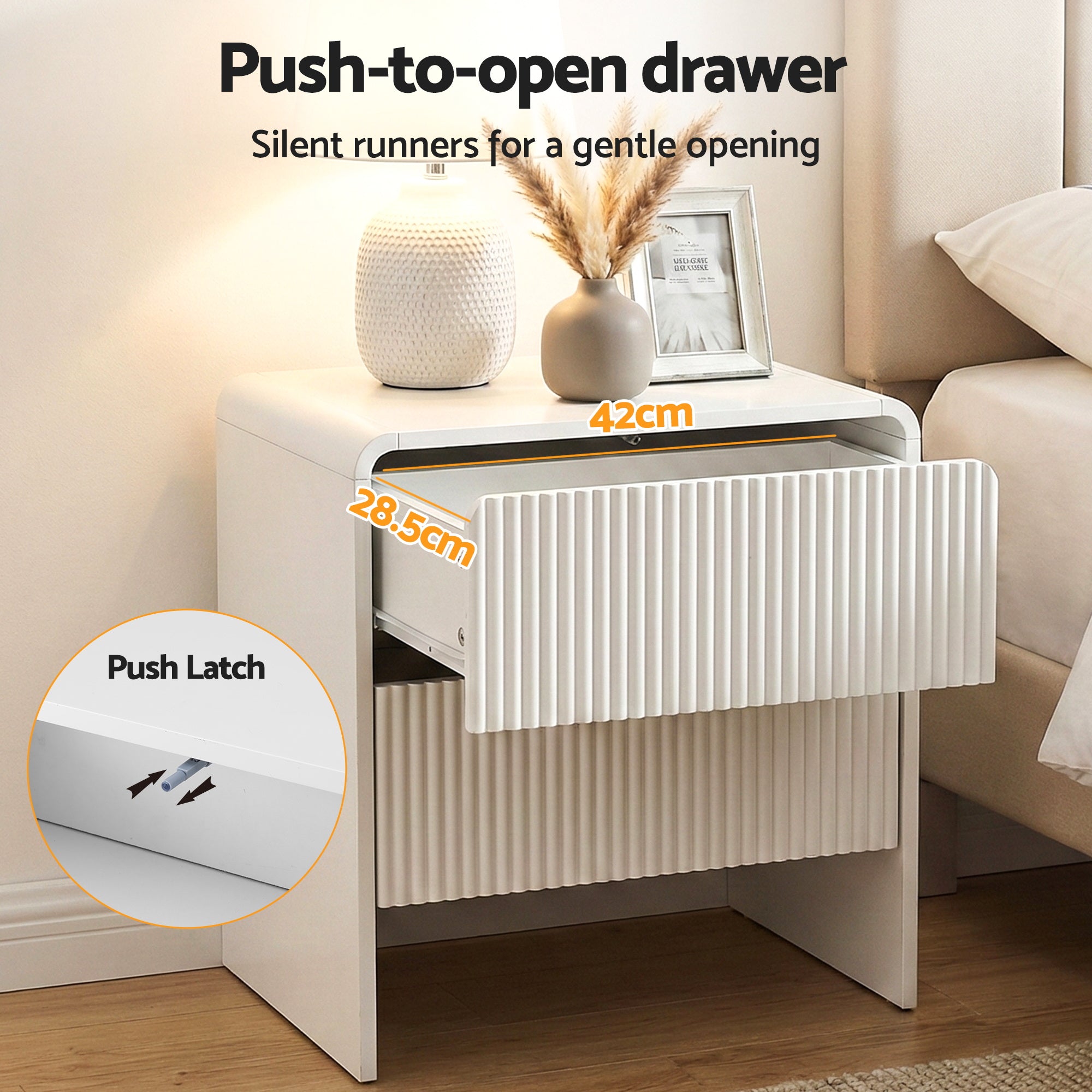 Artiss 2-Drawer Bedside Table – Beige