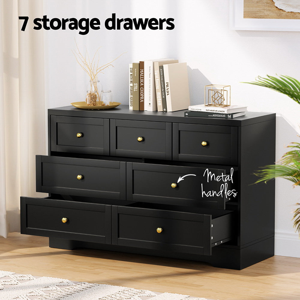 Artiss 7-Drawer Lowboy – Black