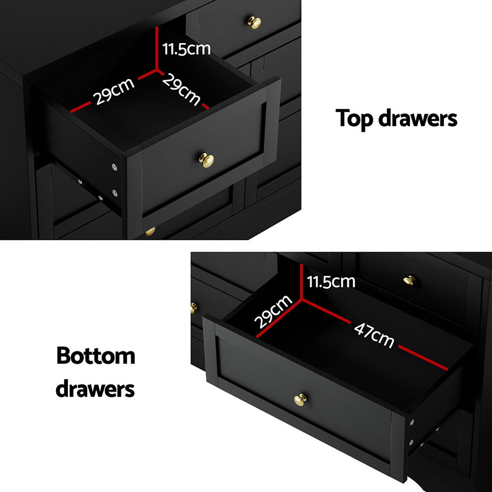 Artiss 7-Drawer Lowboy – Black