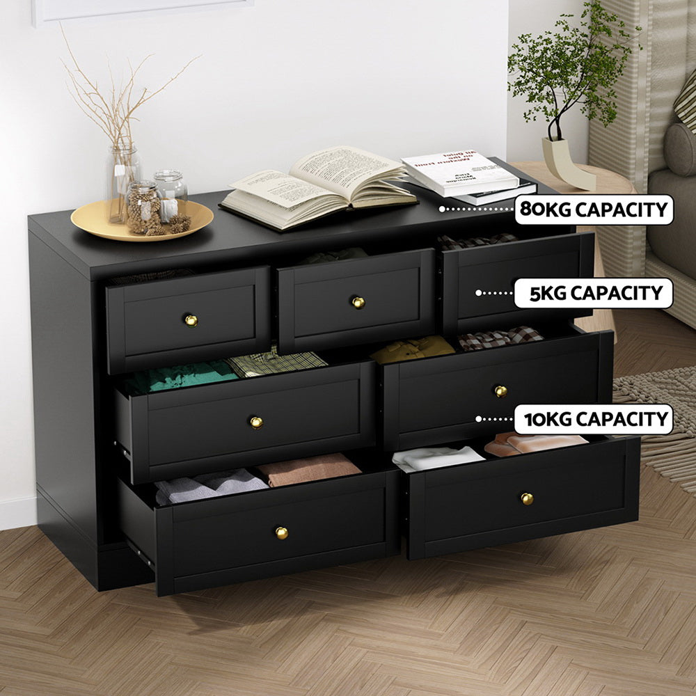 Artiss 7-Drawer Lowboy – Black