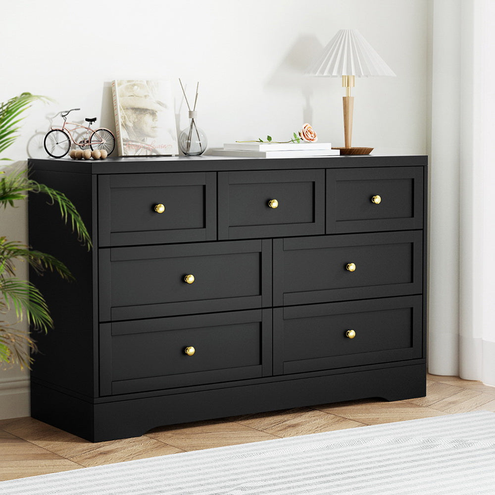 Artiss 7-Drawer Lowboy – Black