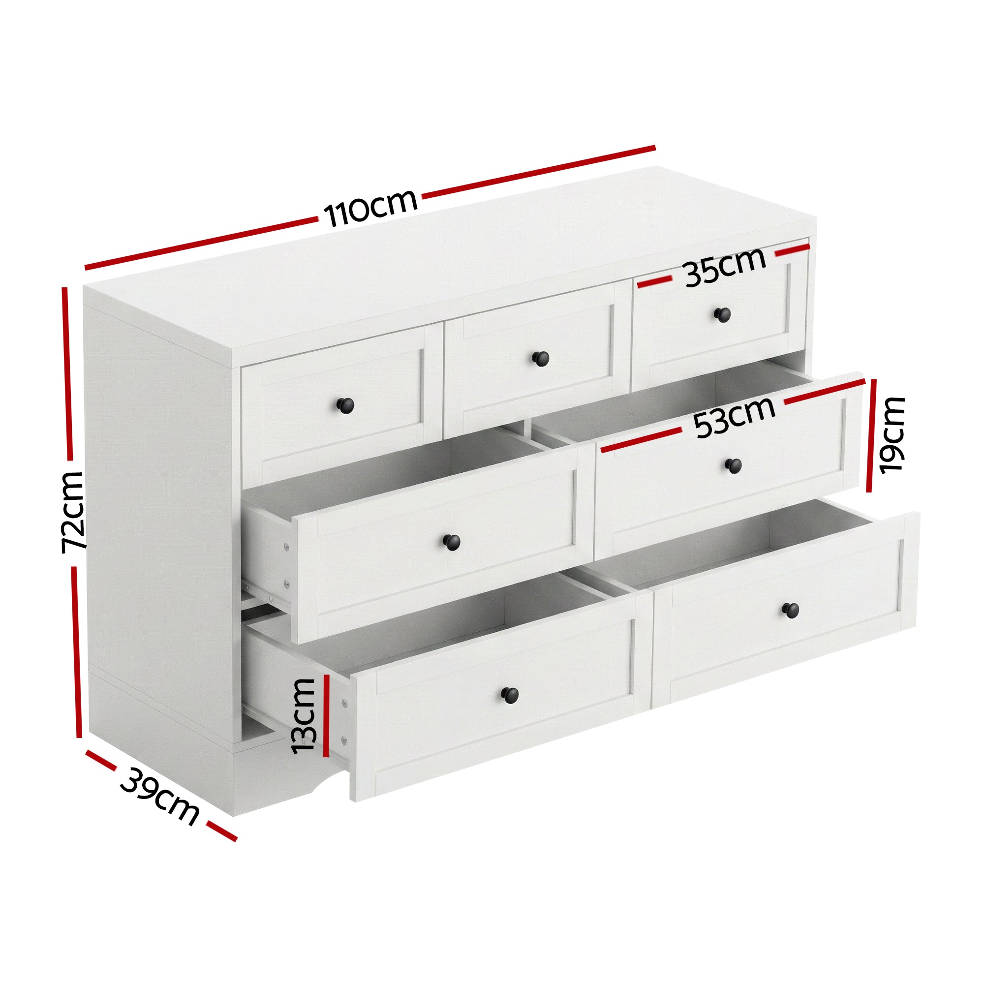 Artiss 7-Drawer Lowboy – White
