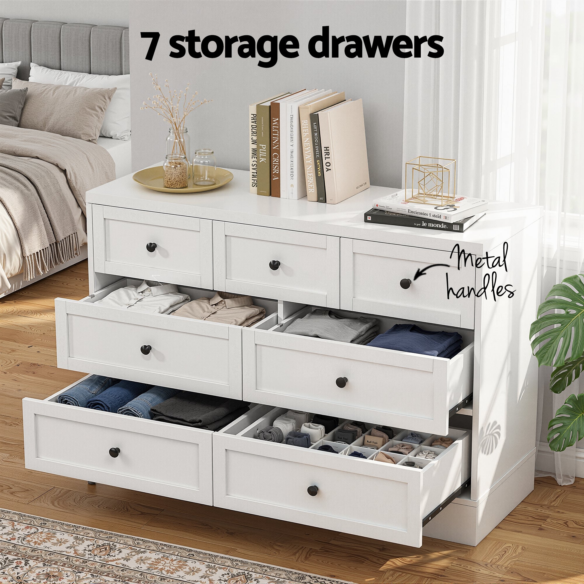 Artiss 7-Drawer Lowboy – White