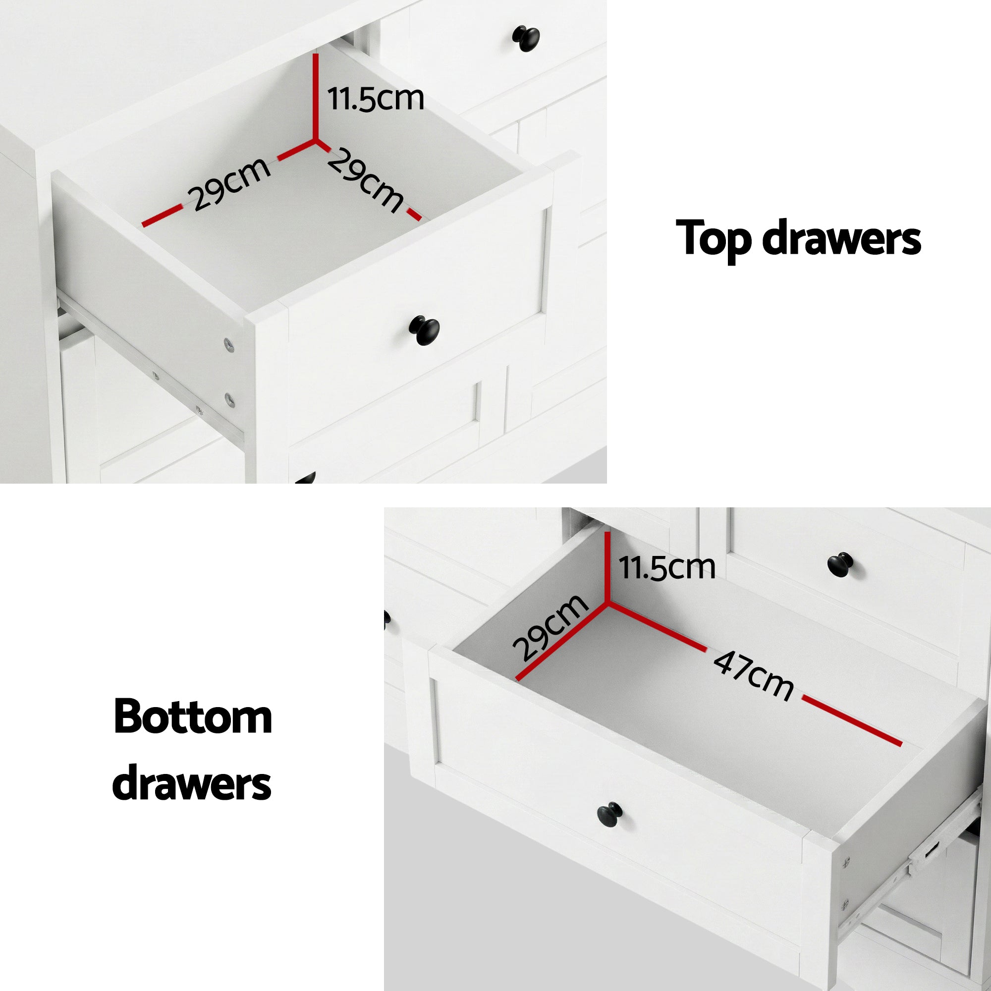 Artiss 7-Drawer Lowboy – White