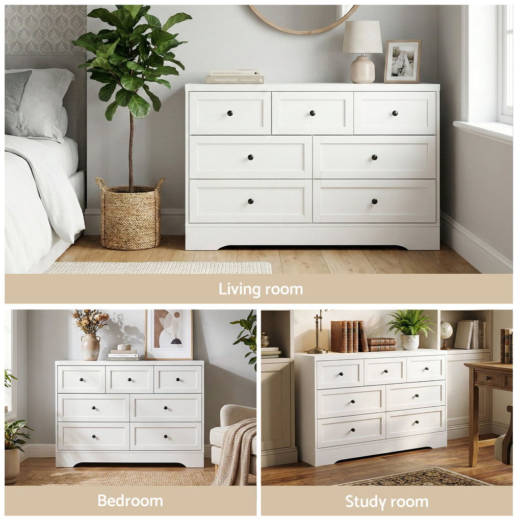Artiss 7-Drawer Lowboy – White