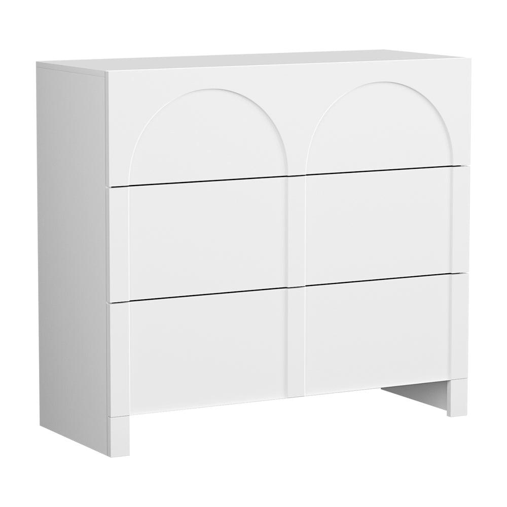 Artiss Concave-Front 3-Drawer Lowboy Cabinet – White