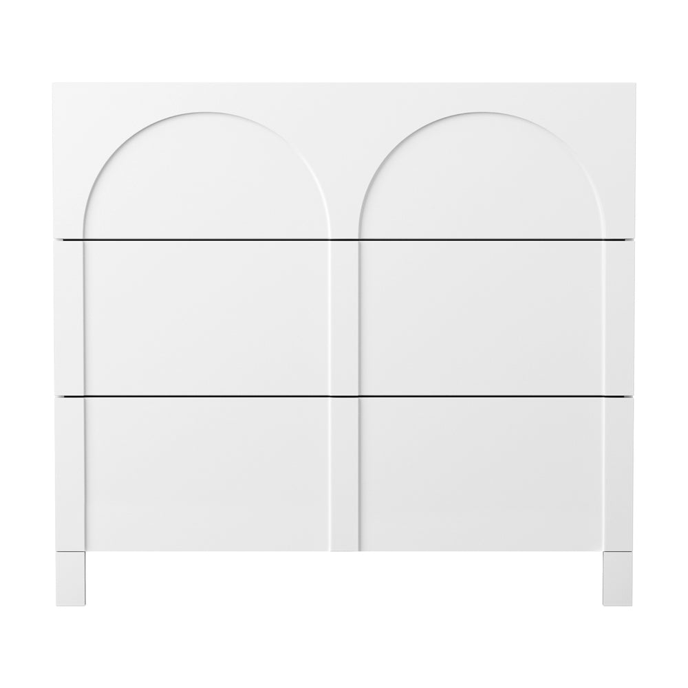 Artiss Concave-Front 3-Drawer Lowboy Cabinet – White