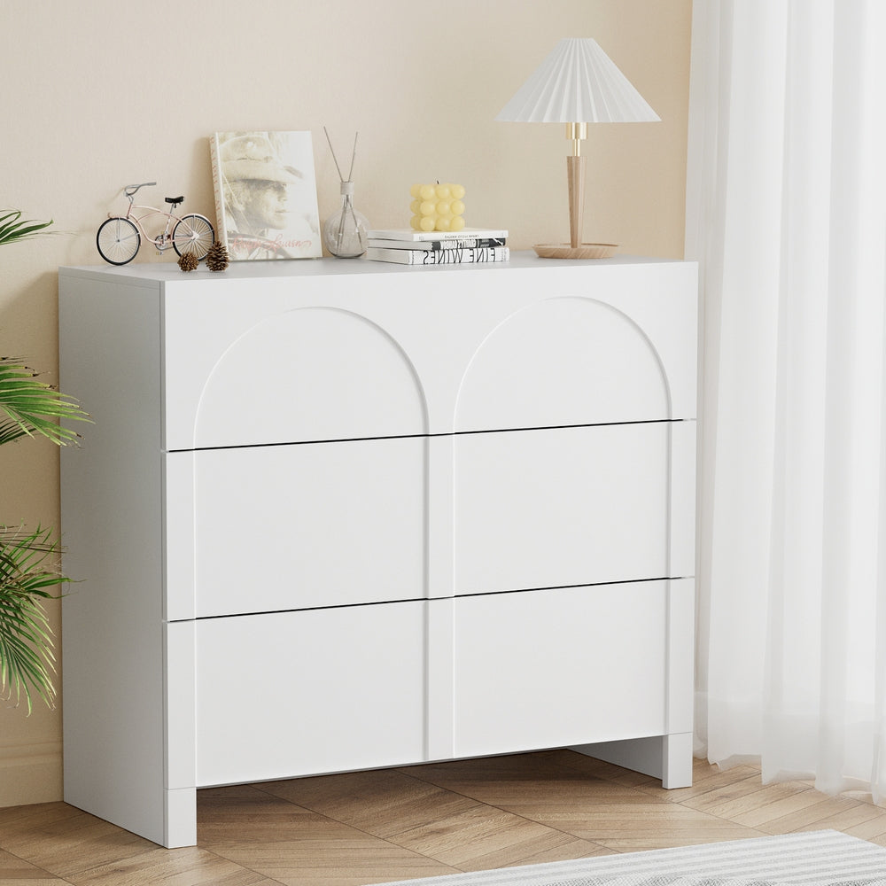 Artiss Concave-Front 3-Drawer Lowboy Cabinet – White