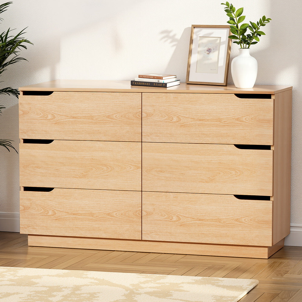 Artiss 6-Drawer Lowboy Cabinet – Pine
