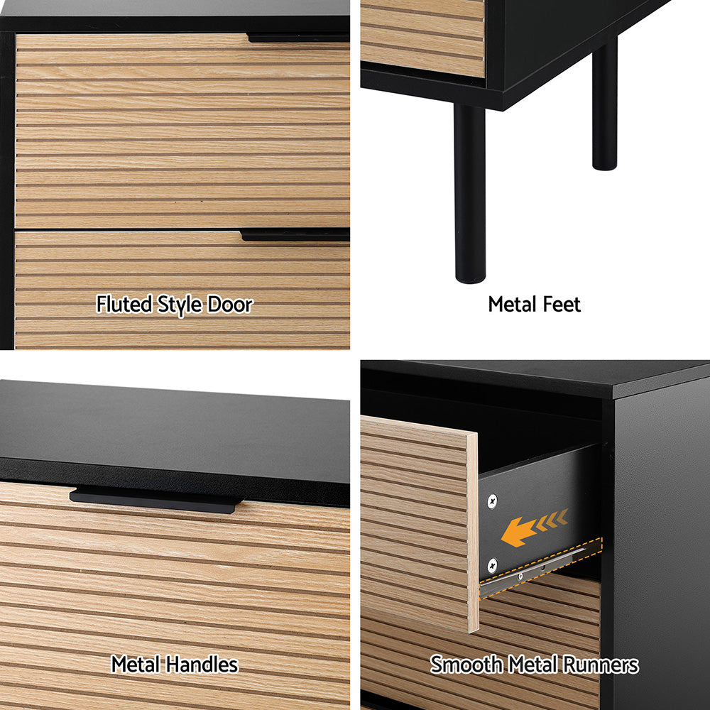 Artiss 6-Drawer Lowboy Cabinet – Black and Pine