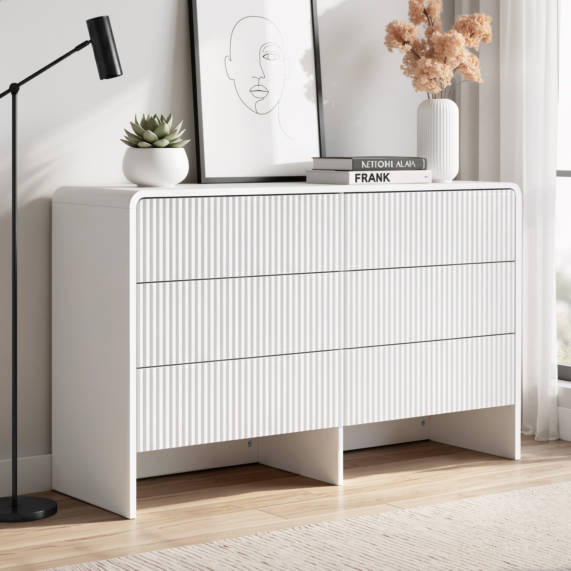 Artiss 6-Drawer Lowboy Cabinet – Beige