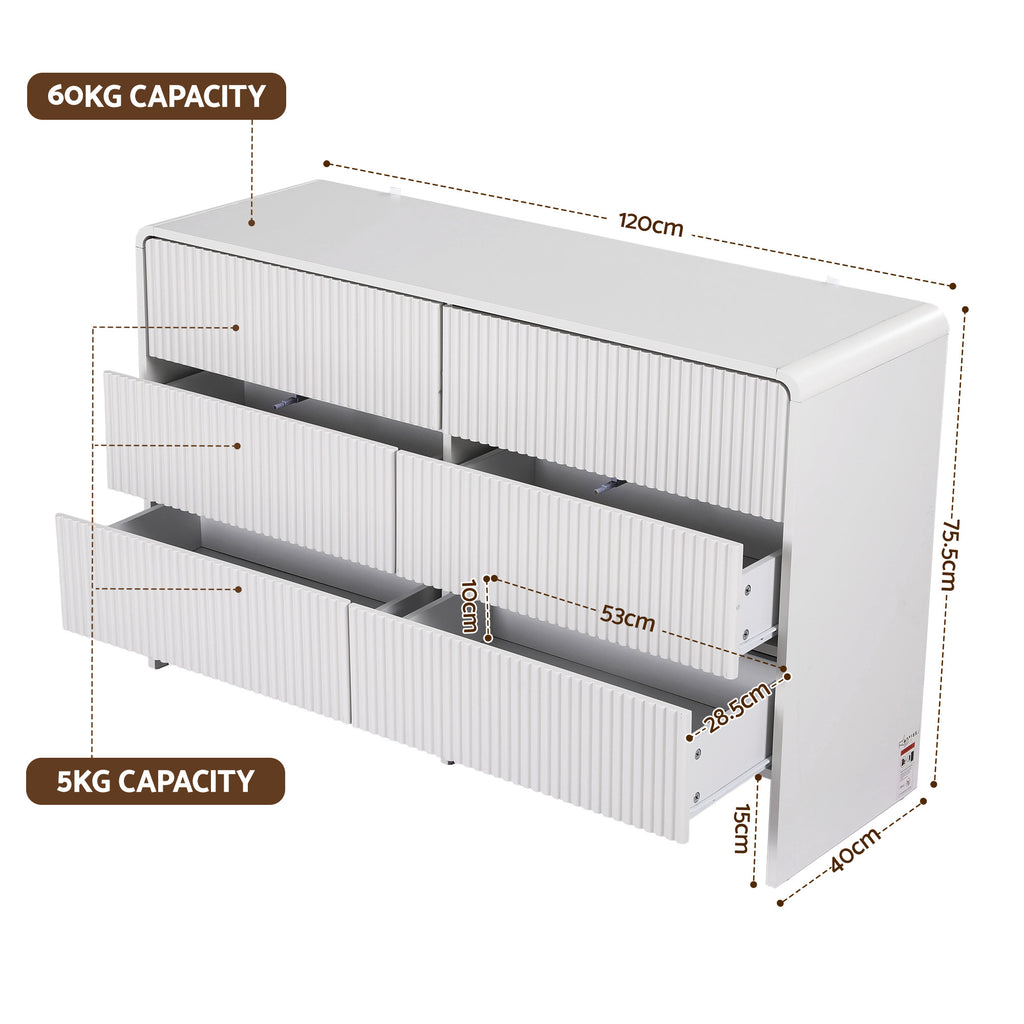 Artiss 6-Drawer Lowboy Cabinet – Beige
