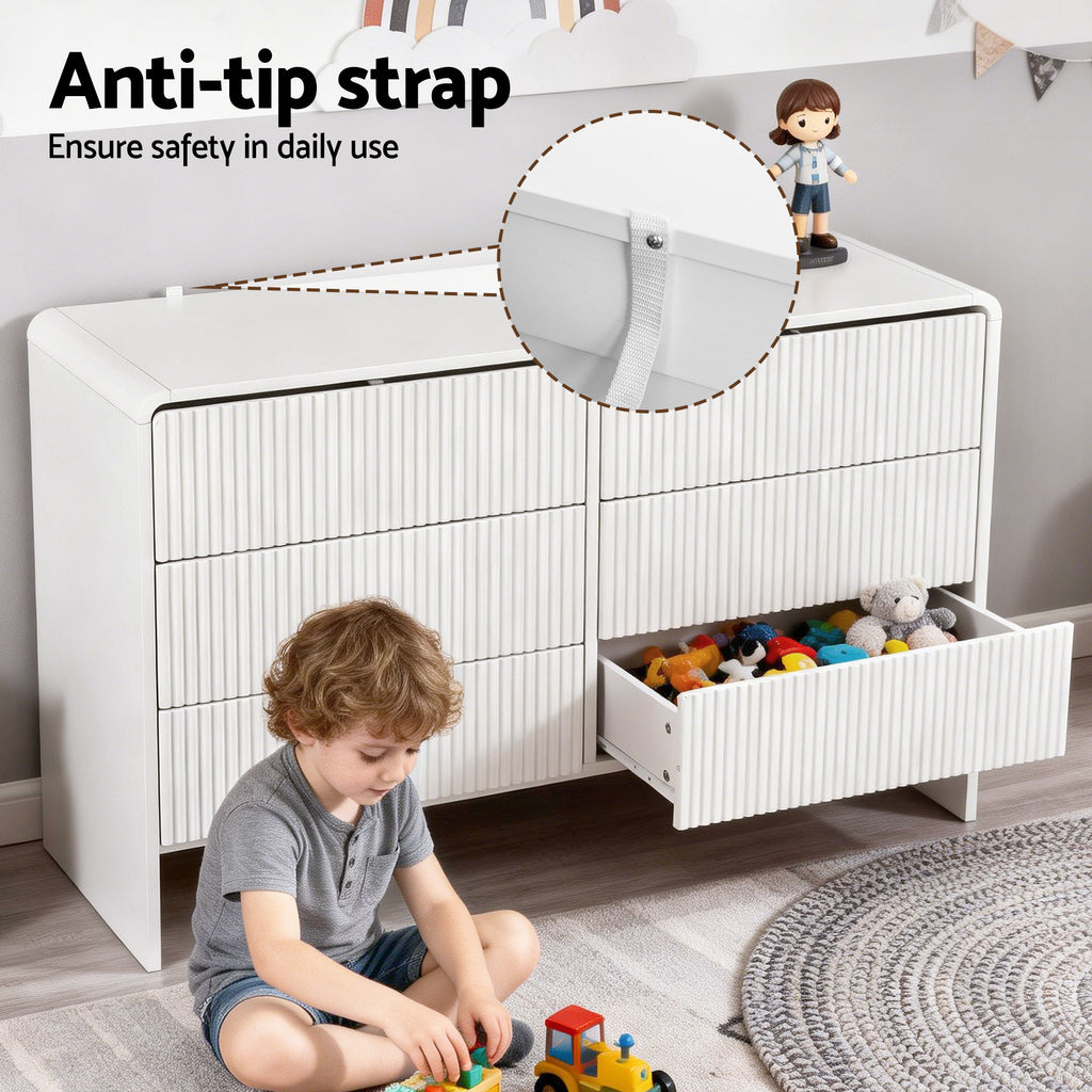 Artiss 6-Drawer Lowboy Cabinet – Beige