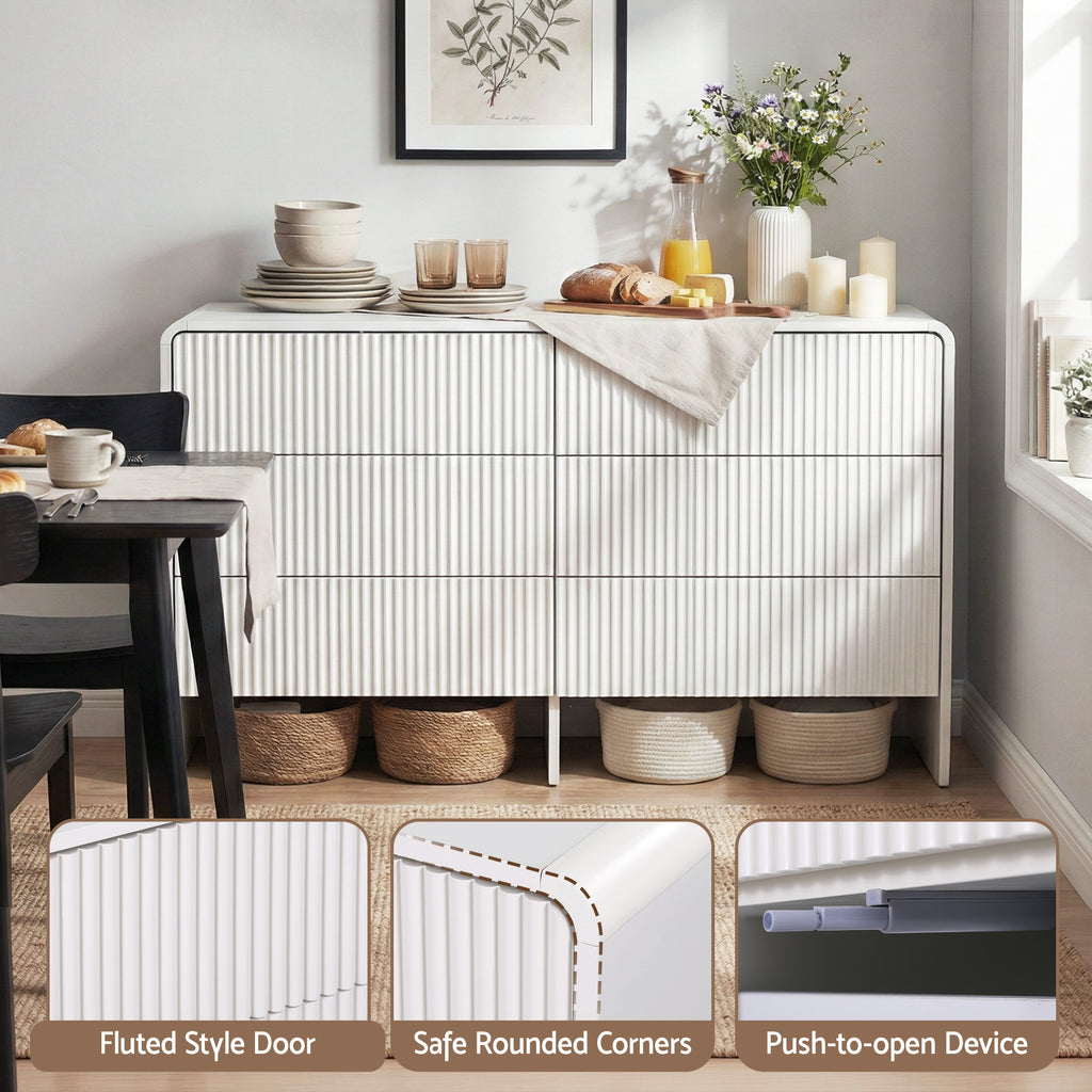 Artiss 6-Drawer Lowboy Cabinet – Beige