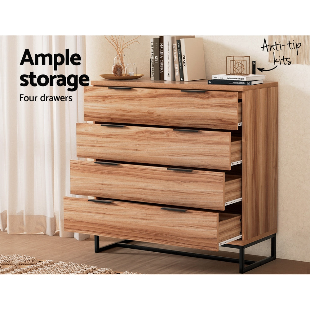 Artiss 4-Drawer Cabinet – Rust Oak