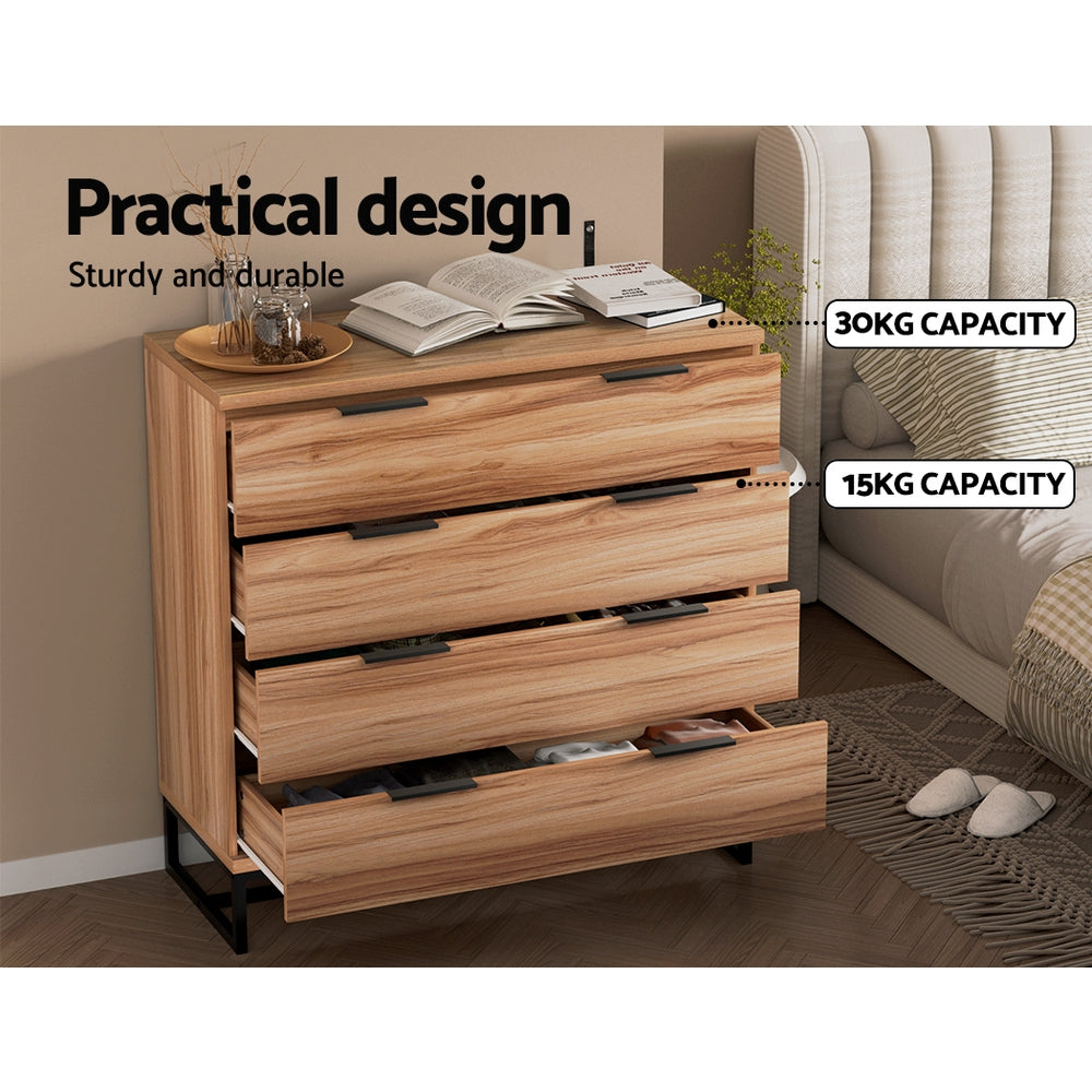 Artiss 4-Drawer Cabinet – Rust Oak