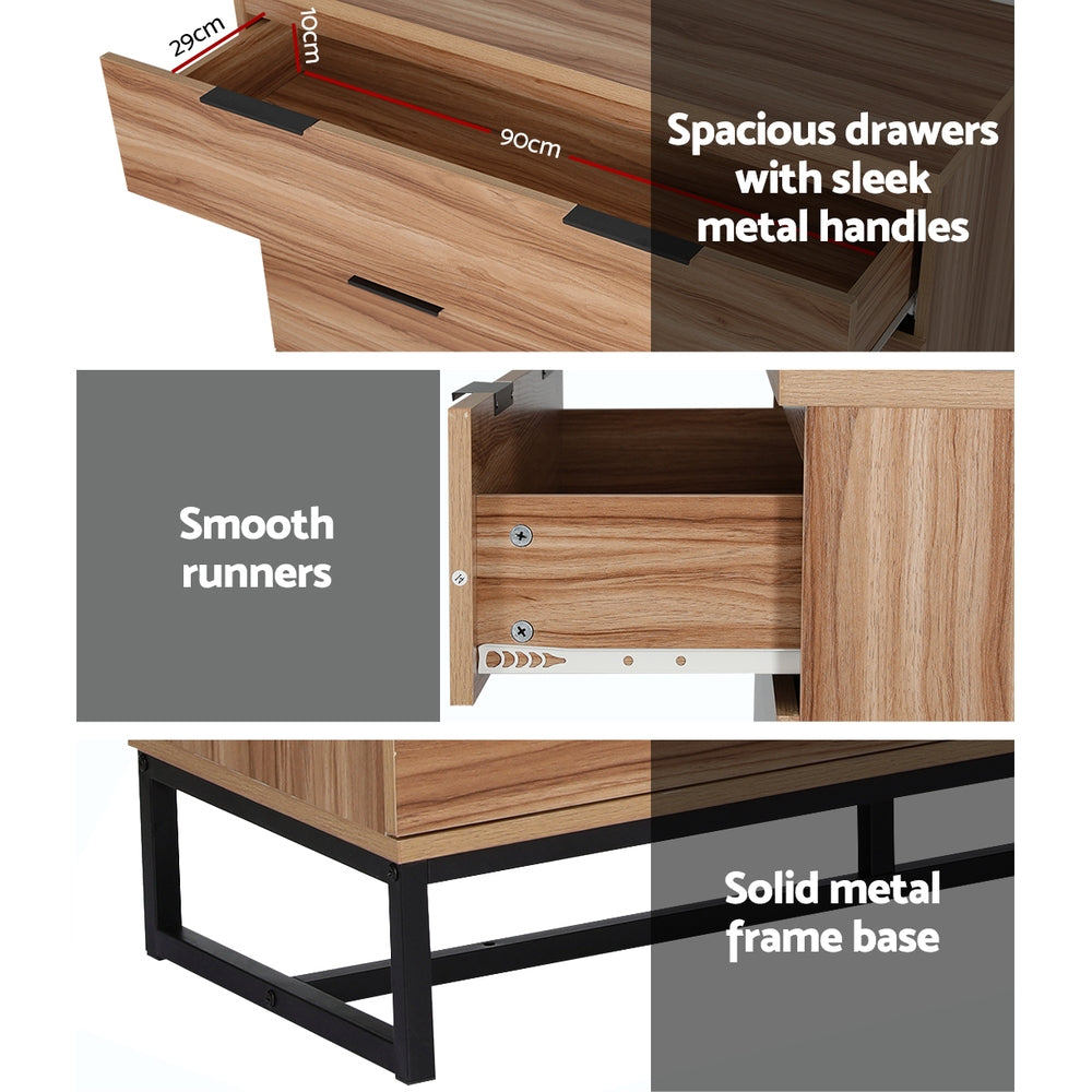 Artiss 4-Drawer Cabinet – Rust Oak