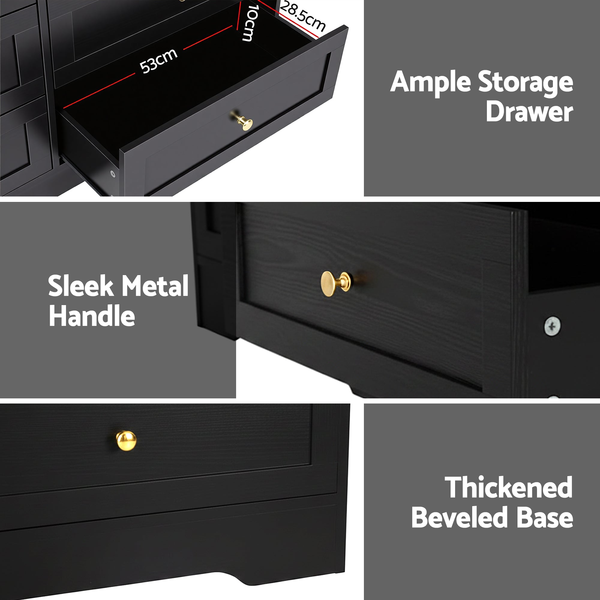Artiss Leif 6-Drawer Lowboy – Black