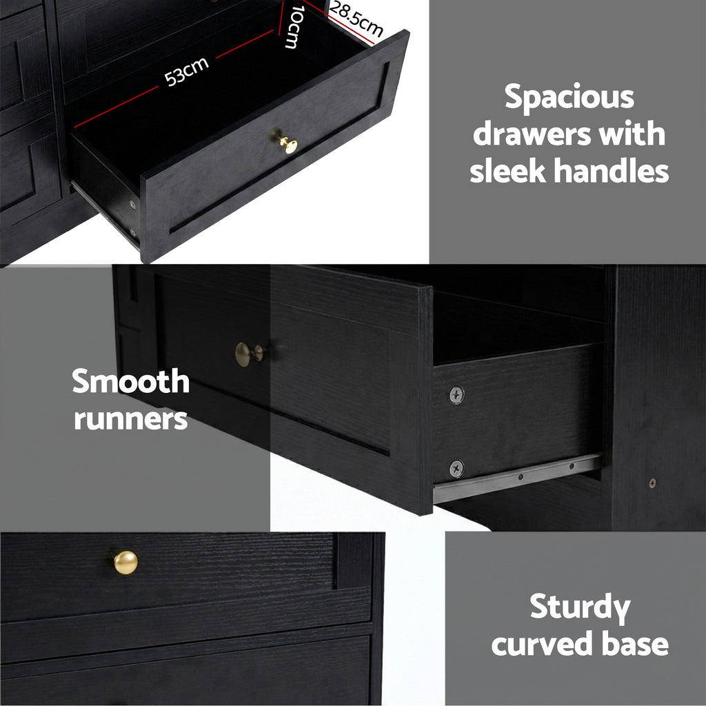 Artiss Leif 6-Drawer Lowboy – Black