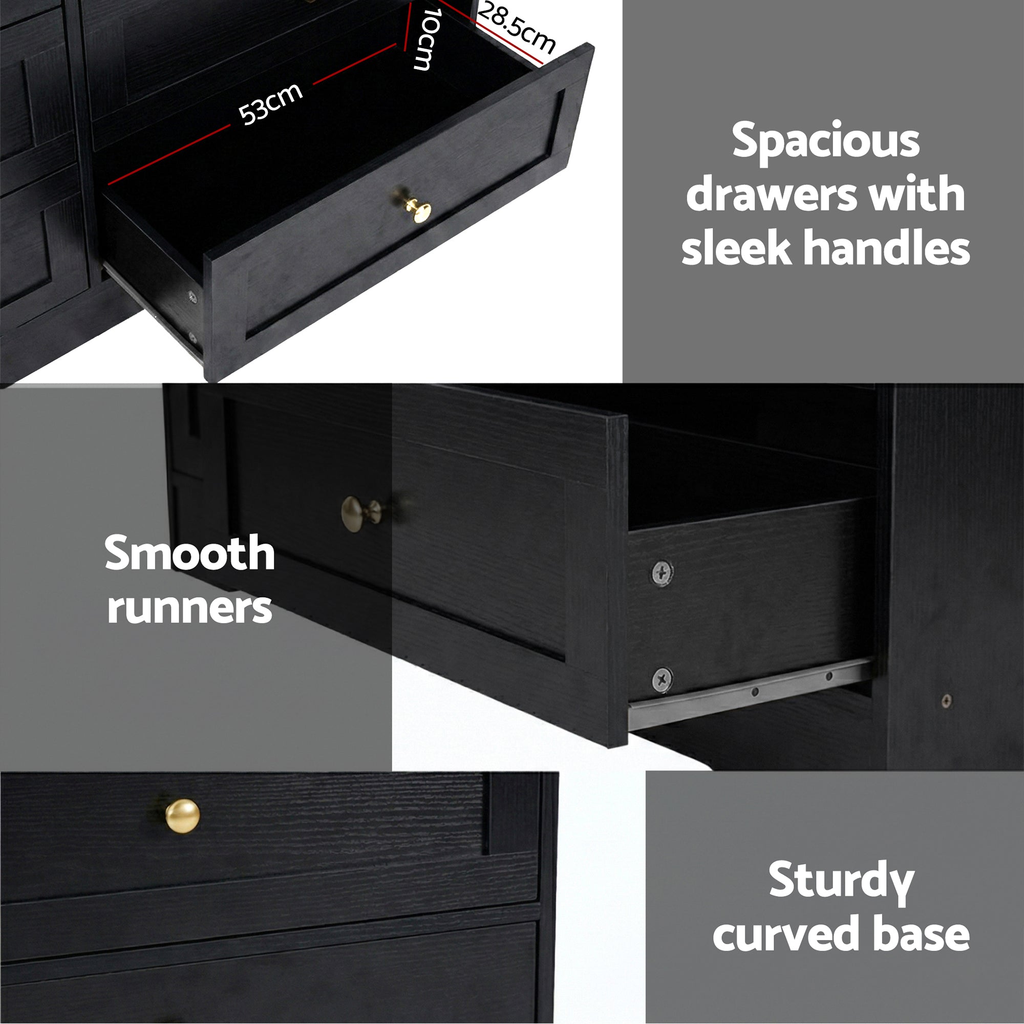 Artiss Leif 6-Drawer Lowboy – Black