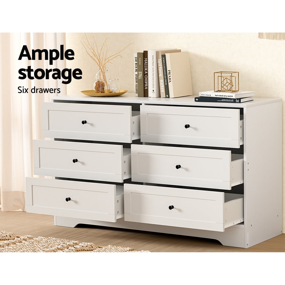 Artiss Leif 6-Drawer Lowboy – White