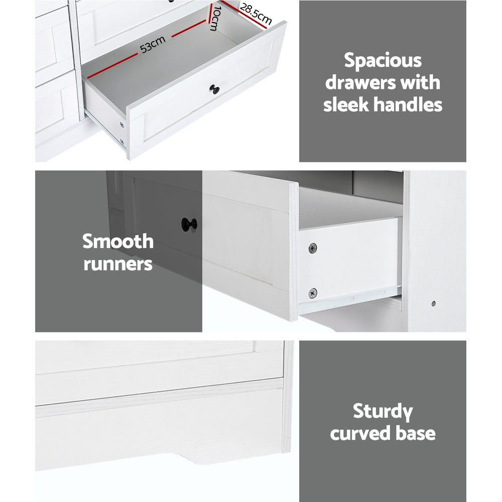 Artiss Leif 6-Drawer Lowboy – White