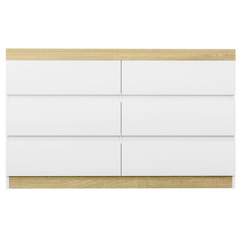 Artiss Lior 6-Drawer Lowboy – White and Oak