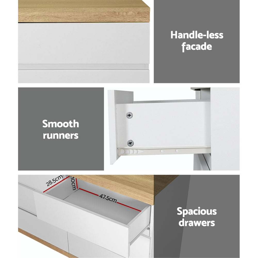 Artiss Lior 6-Drawer Lowboy – White and Oak