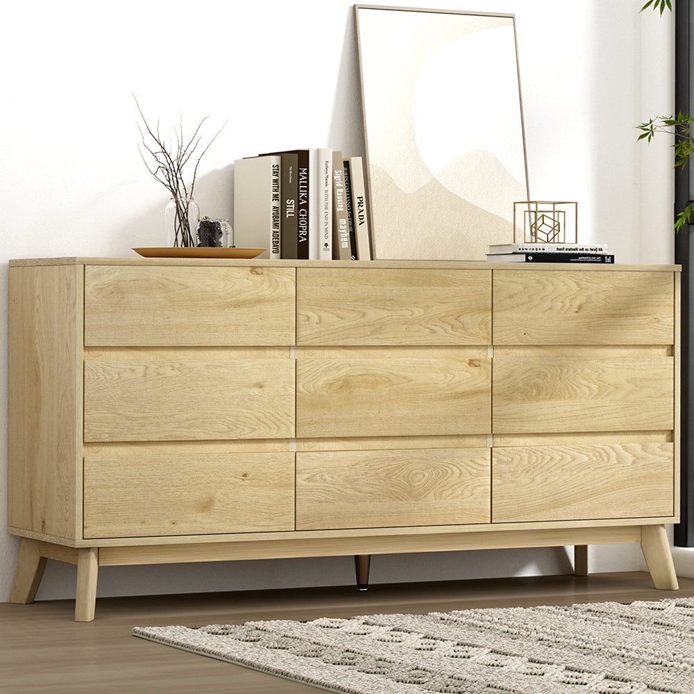 Artiss Xavi 9-Drawer Lowboy – Pine