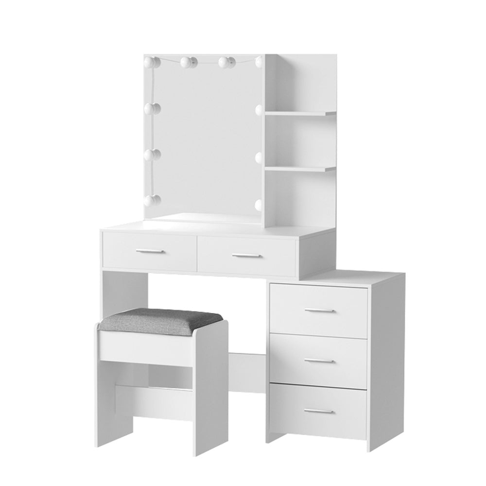 Dale Dressing Table, LED Mirror & Stool – White | Artiss