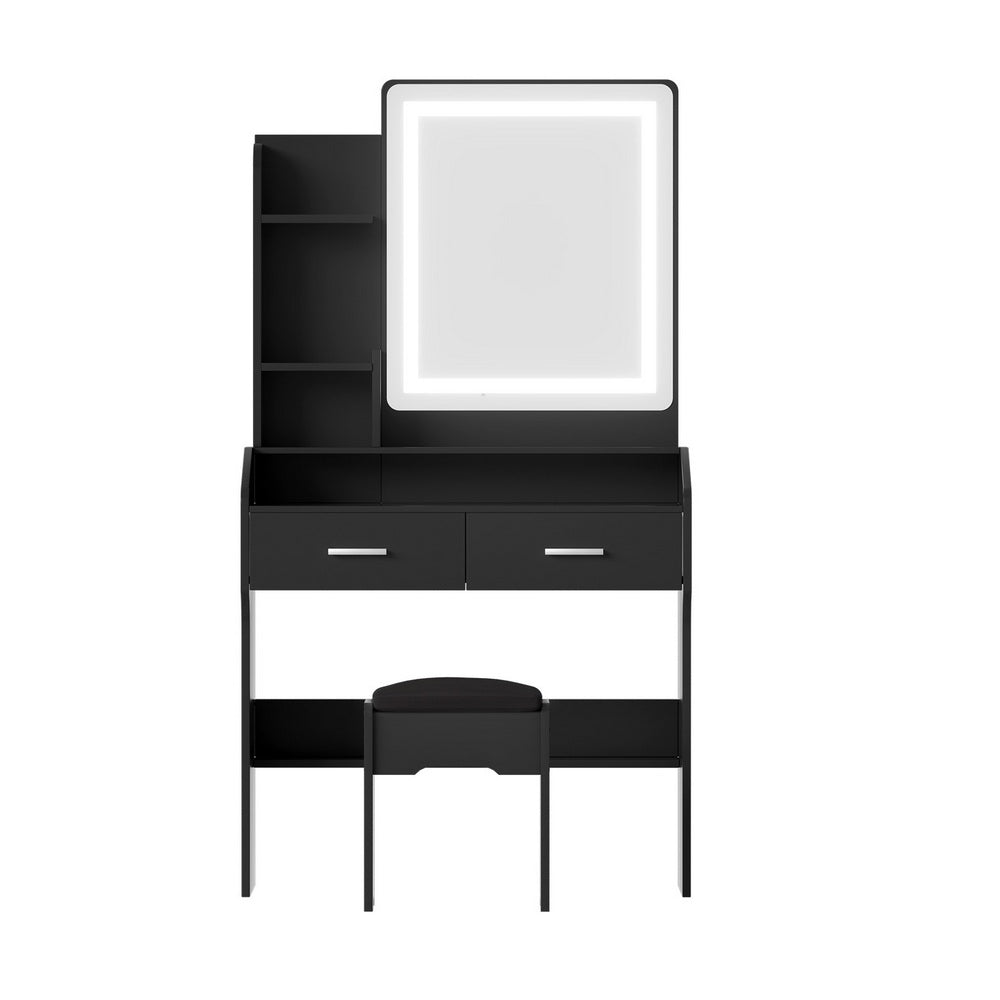 Artiss Slim LED Dressing Table & Stool with 2 Drawers – Black