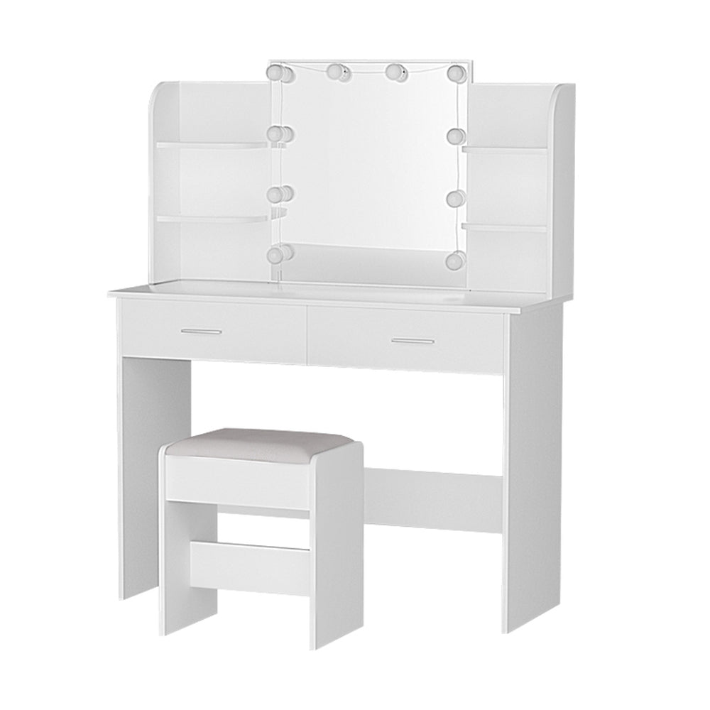 Artiss Dulcea Dressing Table with LED Mirror and Stool – White