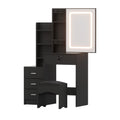 Artiss LED Dressing Table & Stool with Sliding Mirror – Black