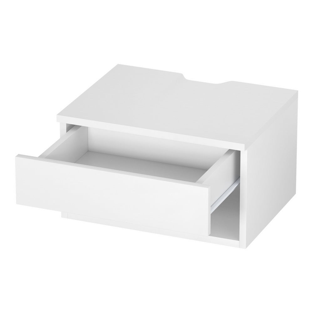 Artiss Floating Bedside Table with Drawer and Shelf – White