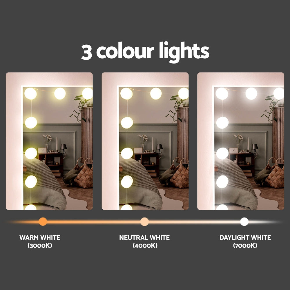 Artiss Darcy LED Dressing Table & Stool with 15 Bulbs – White