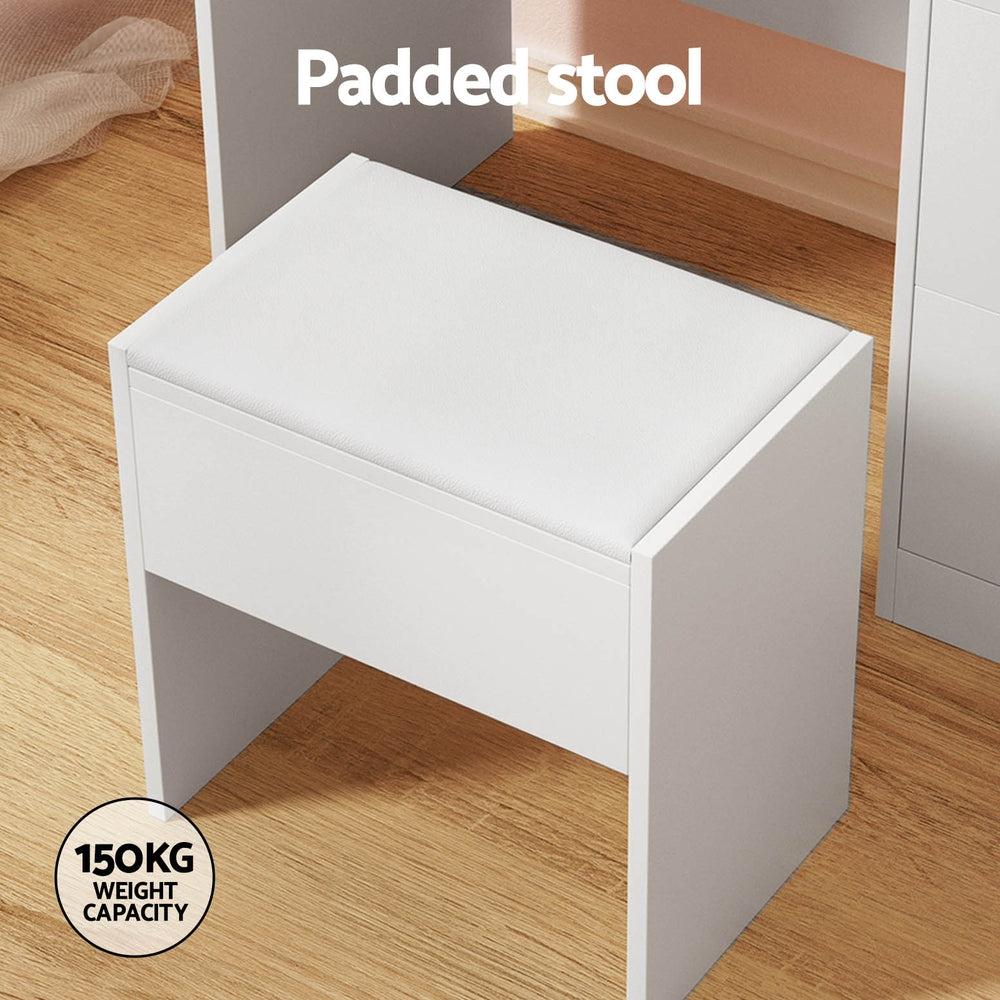 Artiss Darcy LED Dressing Table & Stool with 15 Bulbs – White