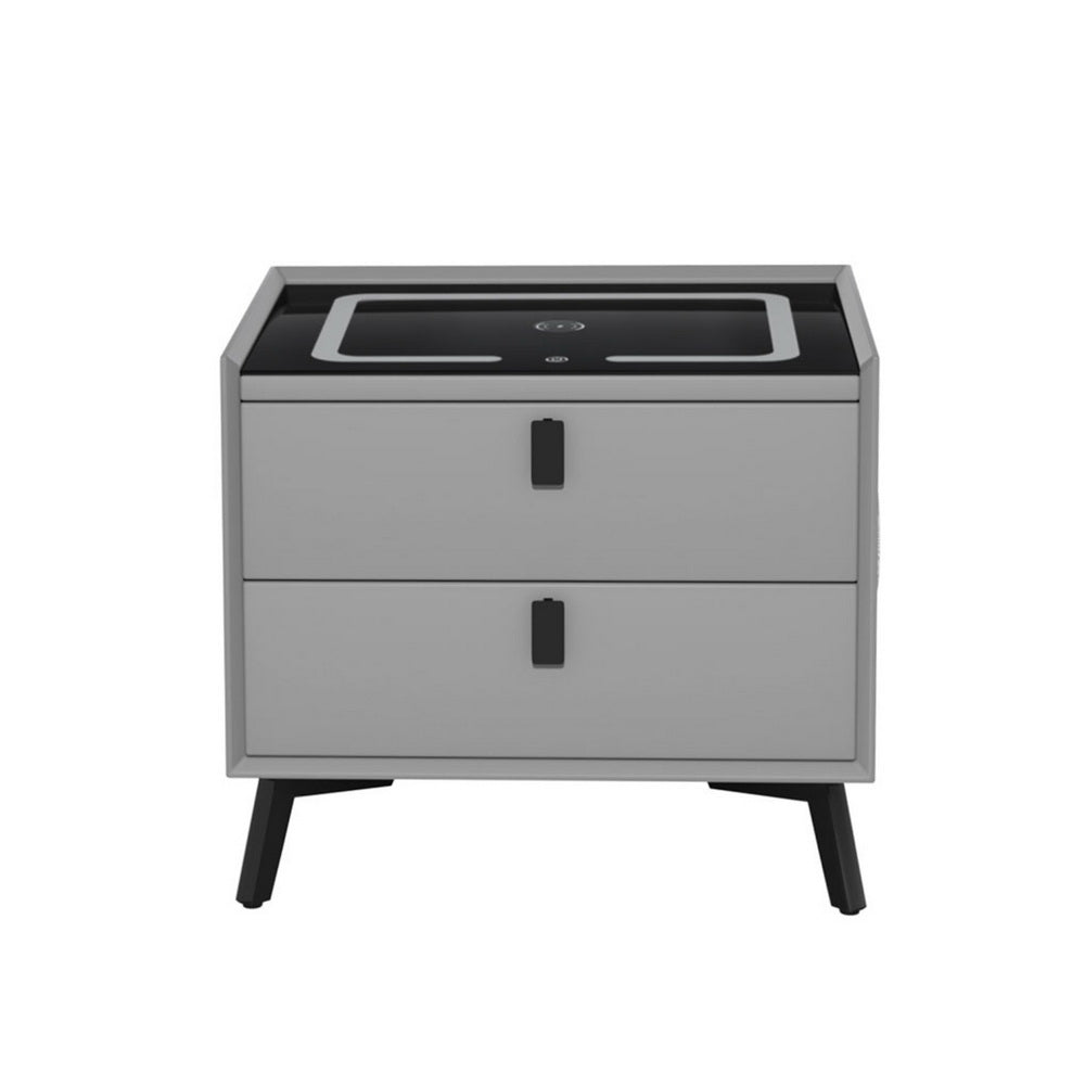 Artiss Aika Smart Bedside Table with Wireless Charging and Speaker – Grey
