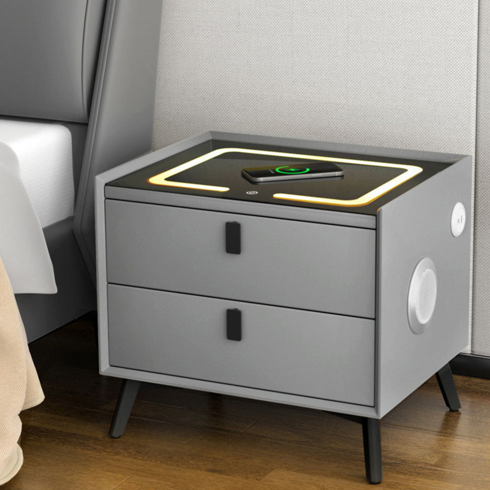 Artiss Aika Smart Bedside Table with Wireless Charging and Speaker – Grey