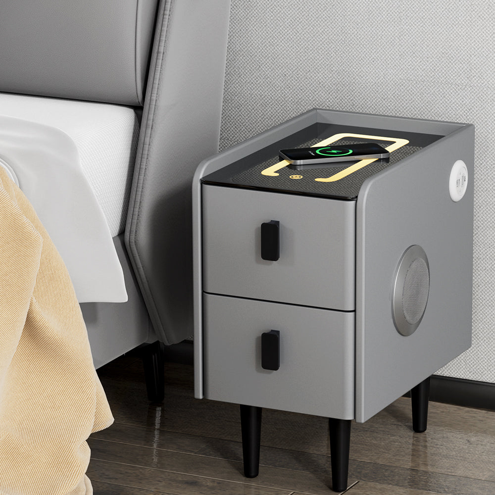 Artiss Aida Smart Bedside Table with Wireless Charging and Speaker – Grey